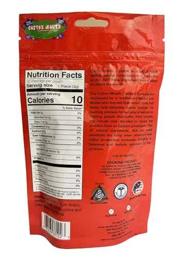 Cotton Mouth Candy Dry Mouth Relief Lozenges - Fruit Flavor, Sugar-Free, 30 Count