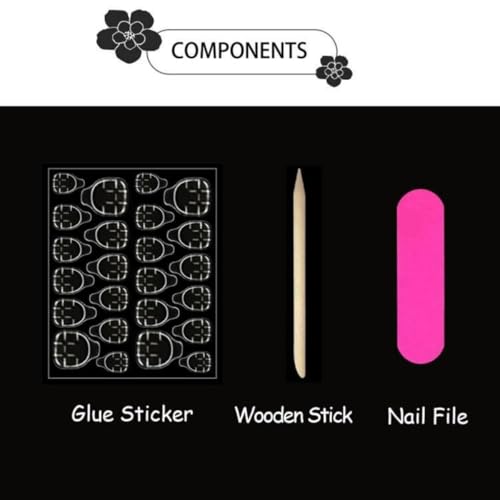 Medium Almond Press-On Nails with Polka Dots & Stripes - 24 Pcs