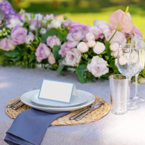 Dusty Blue Place Cards - Set of 25 Blank Table Cards for Events