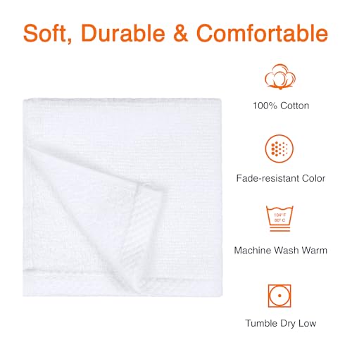 Amazon Basics 100% Cotton Quick-Dry Washcloths, 12-Pack