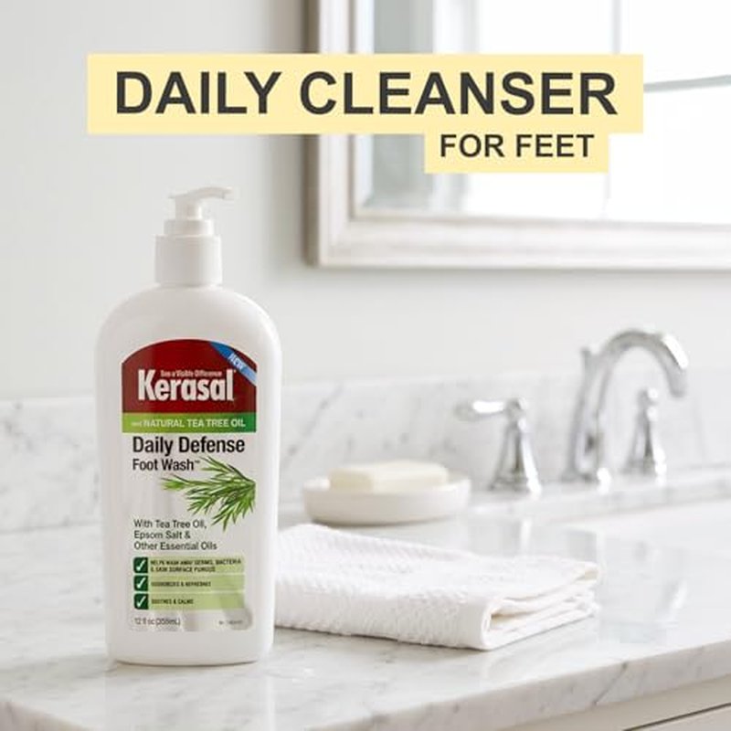 Kerasal Daily Defense Foot Wash Daily Cleanser for Feet, 12 Ounce (Packaging May Vary)