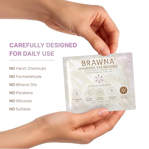 BRAWNA Pearl Under Eye Patches 24 Pairs Hydrogel Masks with Retinol & Collagen