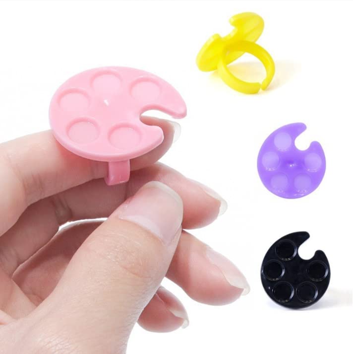 HLLMX 4 PCS Mini Nail Art Polish Holders Ring Tray Palette Finger