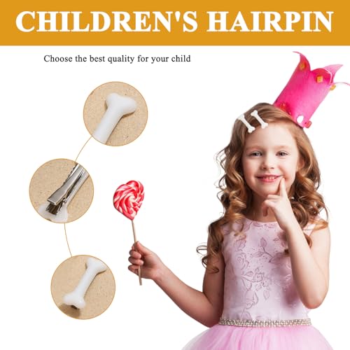 8 Bone Hair Clips - Skull & Dog Bone Design for Women & Girls