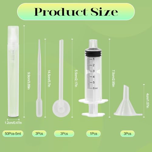 50Pcs 5ml Mini Spray Bottles - Refillable Perfume Atomizer Set with Tools