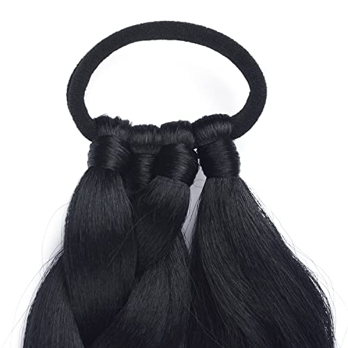 LyoRuSi 2 Pack 30 Inch Black Braided Ponytail Extensions for DIY Styling - Hair Ties Included