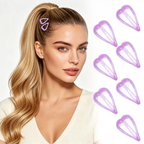 49 Pcs Glitter Heart Hair Clips for Women & Girls Non Slip Hair Barrettes Purple