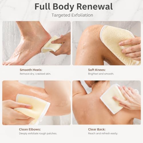 MAQIHAN Exfoliating Washcloth - 4 Pack Dual-Sided Body & Face Towel