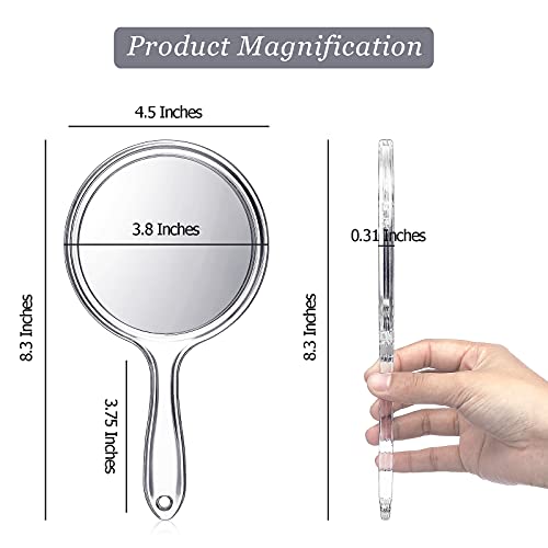 Jetec 12 Pcs Double-Sided Handheld Mirror, 1X/2X Magnifying, Clear Frame, Travel Gift
