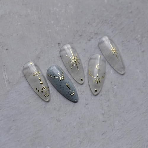 Gold Moon Star Nail Art Stickers - 3D Self-Adhesive Decals