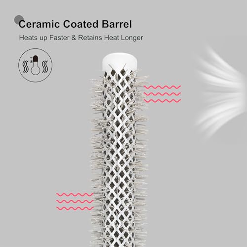 EAGLE FORTRESS 0.98 Inch Grey Ceramic Ionic Round Blowout Brush for Professional Styling