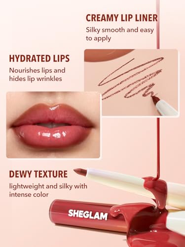 SHEGLAM 2-in-1 Lip Liner & Gloss Pen - Long Lasting Lip Combo