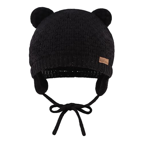 JANGANNSA Black & Gray Knitted Baby Beanie Hat 0-6 Months