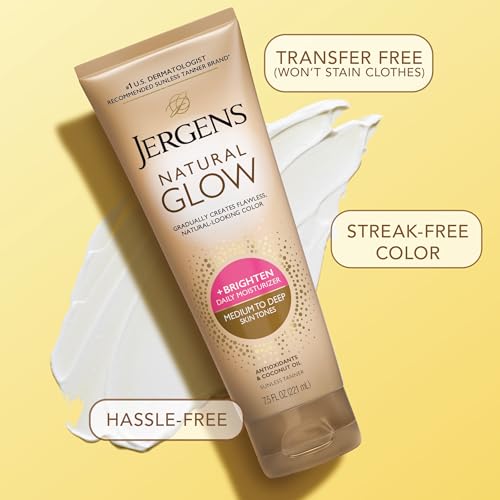 Jergens Natural Glow Self Tanner Body Lotion, Medium to Deep, 7.5 Oz (2 Pack)