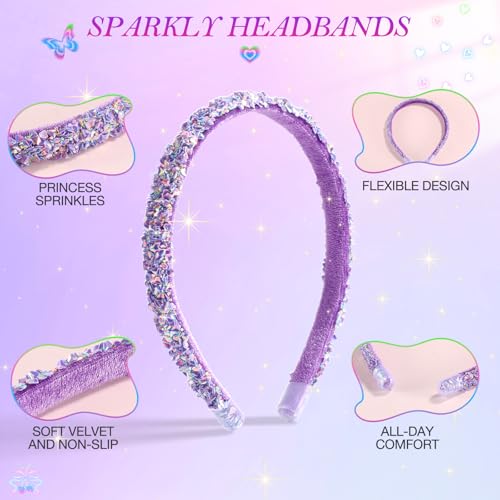 WSYUB Sequin Headband Set for Girls | 3-Piece Glitter Hair Bands