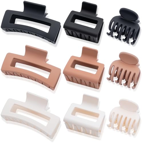GlowMyst 9PCS Matte Hair Clips - Large & Mini Claw Clips for All Hair Types
