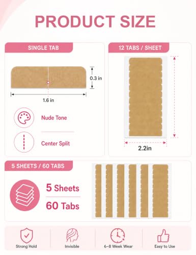 60-Pack Nude Hair Extension Tape Tabs - Precut Double-Sided Adhesive