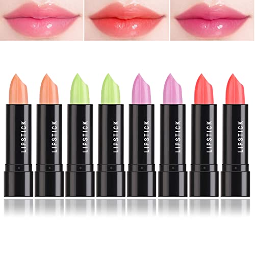 Fusang 8P Crystal Jelly Color Changing Lipstick Tinted Lip Balm, Long Lasting Waterproof