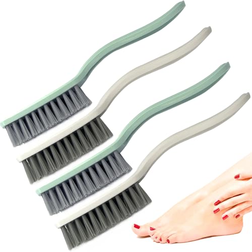 Curved Handle Nail Brush Set - 4 Pcs Multi-Purpose Cleaning Brushes