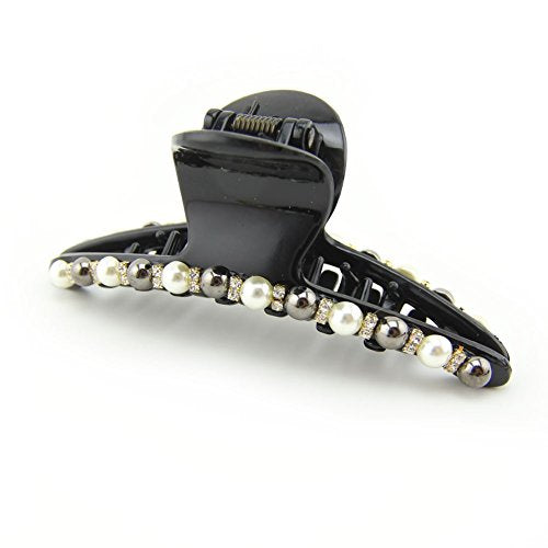 Long Gem Pearl Hair Claw Clip for Women - 3.9" Stylish Accessory