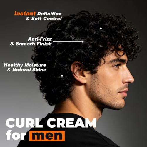 BOTANFOL Men Curl Cream 3.4 Fl Oz - Defines & Hydrates Wavy/Curly Hair, Medium Hold