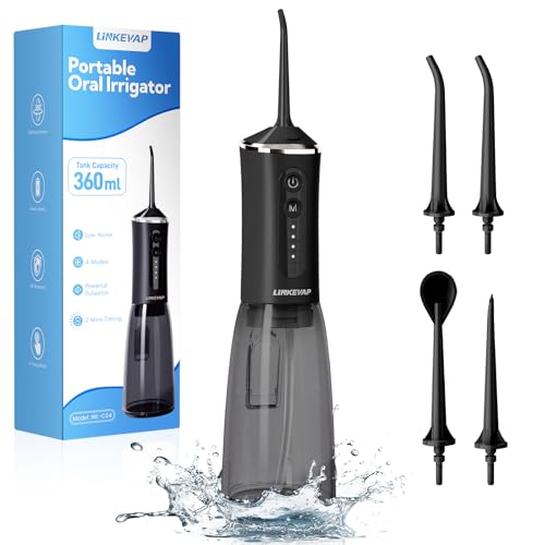 LINKEVAP Cordless Water Flosser, 360ML Portable Oral Irrigator for Teeth