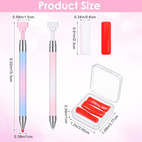 2 Pcs Rhinestone Picker Tools with 6 Refills - Nail Art & Craft Dotting Pen Set