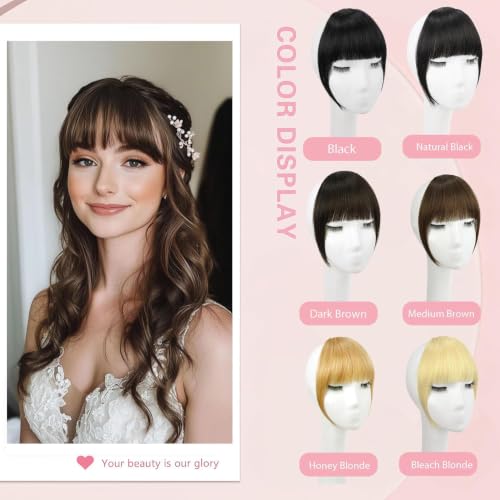 Clip-in French Bangs - 100% Real Human Hair Layered Fringe with Temples