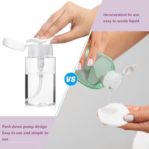 Push Down Pump Dispenser 100ml - 2-Pack Clear Bottles for Nail Polish & Makeup Remover