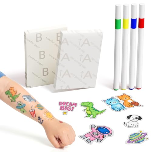 Hello Blink Tattoo Maker Refill Pack – 60 Tattoo & Transfer Papers + 4 Markers