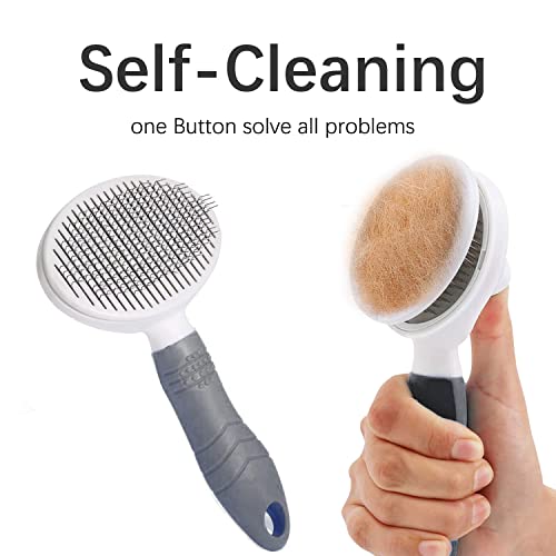 Self-Cleaning Slicker Brush for Cats and Dogs - Pet Grooming Tool