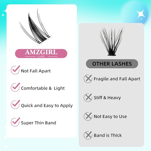 AMZGIRL Manga Lash Clusters with Spikes 144Pcs Maple Leaf- C-8-18mm, Anime Flutter Lashes