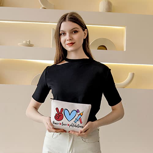 Peace Love Phlebotomy Makeup Bag - Gift for Phlebotomists & Nurses