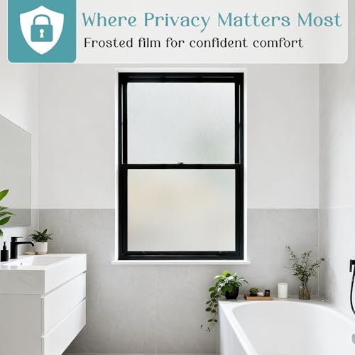Haton Frosted Window Privacy Film | Static Cling, UV Protection, 17.5" x 118.1"