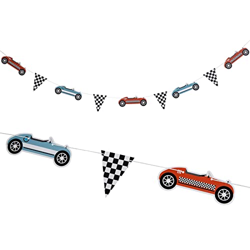 Retro Race Car Birthday Banner - Racing Party Decoration