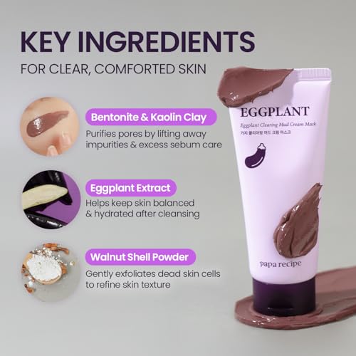 Papa Recipe Eggplant Mud Cream Mask for Pore Clearing & Hydration - 1 Piece