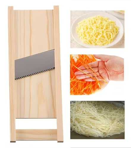 Korean Carrot Julienne Shredder - Wood Food Grater with Safety Guard