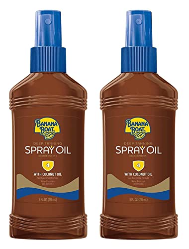 Banana Boat Deep Tanning SPF 4 Spray Oil with Coconut Oil, 8 oz (Pack of 2)