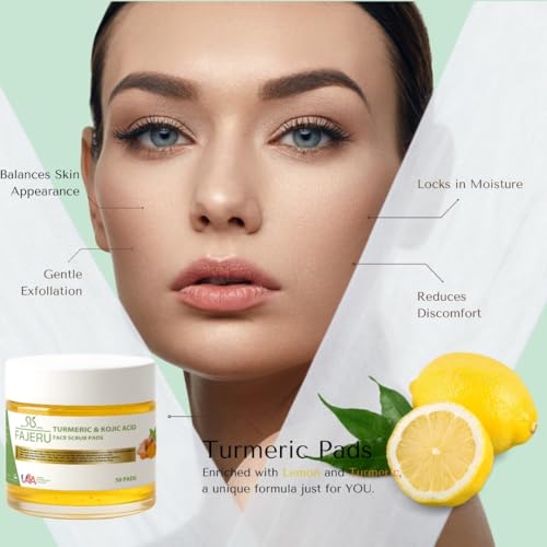 FAJERU Turmeric Kojic Acid Exfoliating Cleansing Pads – 50 Count