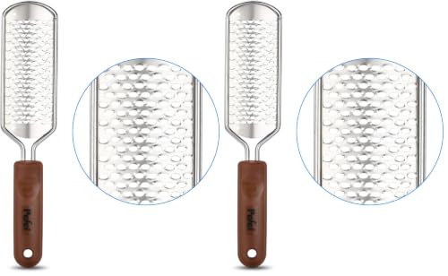 Pefei 2-Pack Professional Stainless Steel Pedicure Foot Files for Wet & Dry Feet