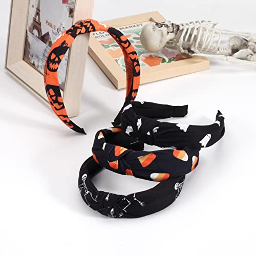 Halloween Headband-C 4 Pack Skeleton Ghost Pumpkin Bat Hairbands for Women & Girls