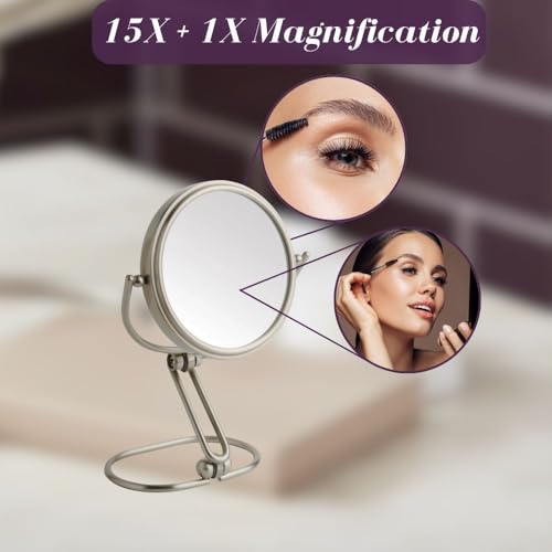 JERDON 3" Compact Folding Travel Mirror with 15X & 1X Magnification - Model MC315N