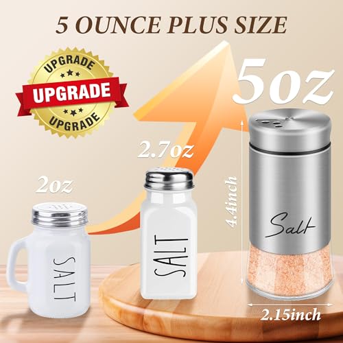 Stainless Steel Salt and Pepper Shaker Set with Adjustable Holes - 5 oz