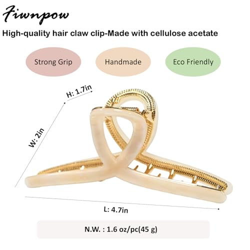 Fiwnpow 2-Pack Large Butterfly Hair Claw Clips - Acetate & Alloy Frame