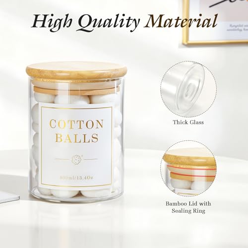 Luxspire Glass Qtip Holder Dispenser with Bamboo Lid - 3 Pack