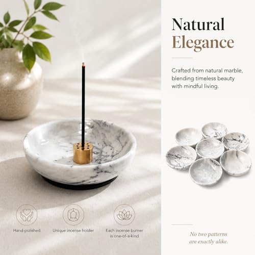 Handmade Natural Marble Incense Holder - 4.72 Inch for Sticks