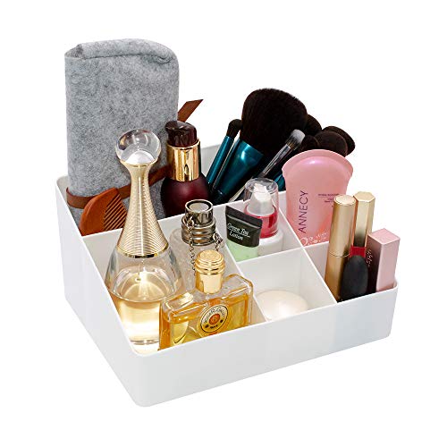 Granvela 6-Compartment Desk & Makeup Organizer - White Storage Box
