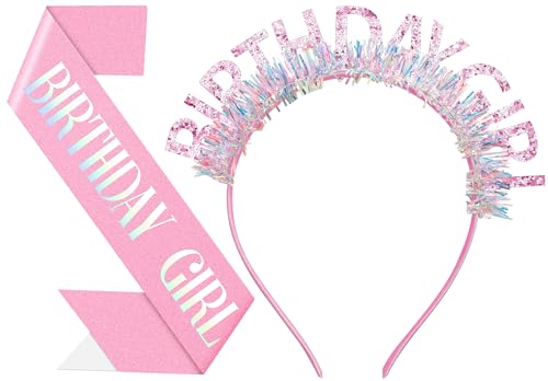 Adjustable Birthday Headband and Sash Set for Women