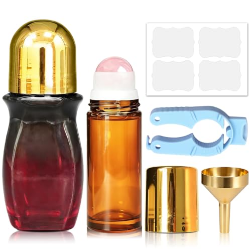 Rose Quartz & Amber Roller Bottle Set - 50ml Gradient & 30ml Amber