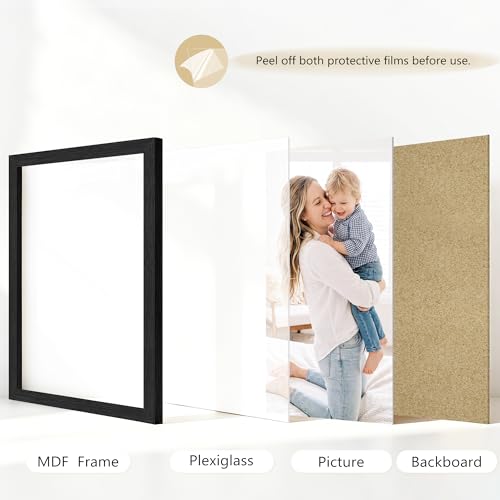 PEALSN 5x7 Picture Frame Set of 6 - Black Woodgrain, Modern Design for Wall & Tabletop